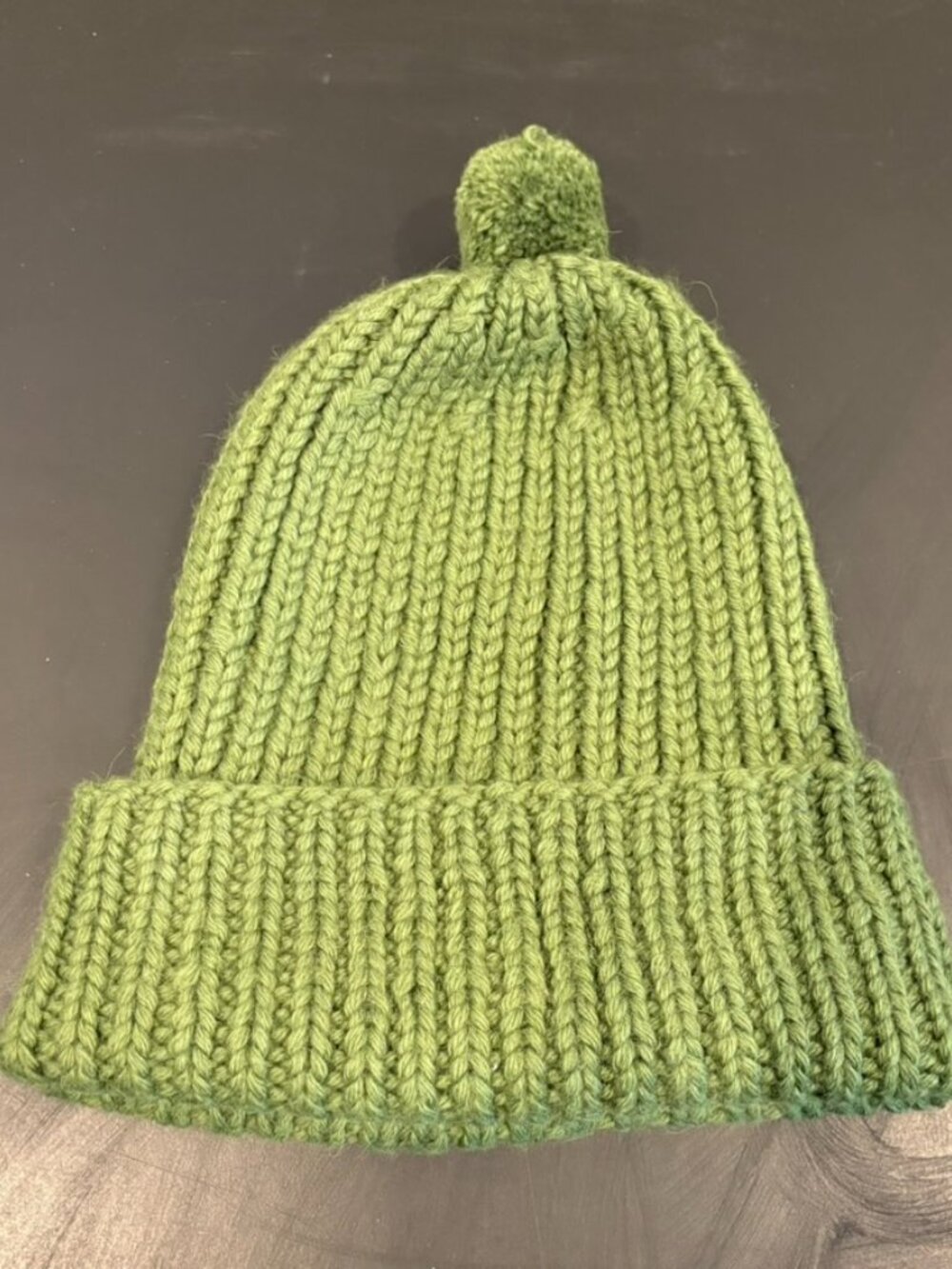 Karakoram Accessories 100% Alpaca Knit Beanie Hat Green Pom Cuffed Watch Cap